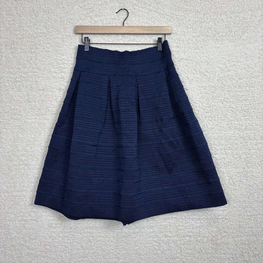7th Avenue Skirt Womens Medium Blue Knit Pleated Heavy Pull On Non Lined